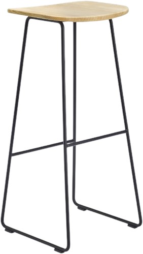 Klejn wood L - kruk met houten zitting - hoogte 73cm - ZWART (NE) - ESSEN NATUREL (F)
