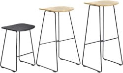 Klejn wood - kruk met houten zit en metalen sledeframe in 3 zithoogtes