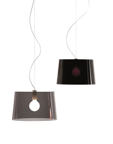 L001S/B - hanglamp met brede kunststof zwarte kap - Zwart (NE)