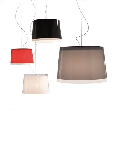 L001S/BB - hanglamp met 2 brede kunststof kappen over elkaar