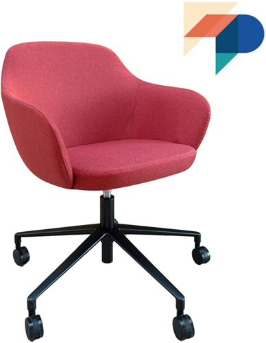 Laila 2200/2 - verrijdbare (bureau)stoel kruisvoet aluminium gepolijst