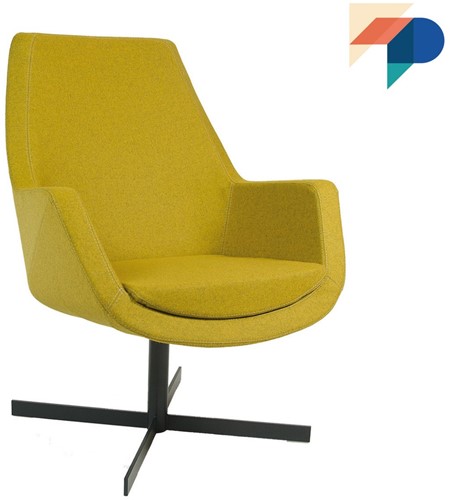 Loïs 4100/2 - gestoffeerde ontvangst / lounge stoel met middelhoge rugleuning op zwarte kruisvoet 