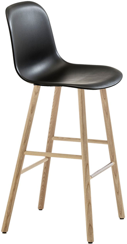 Mani ST-4WL 1036 - vriendelijk vormgegeven barkruk met vierpootframe essenhout