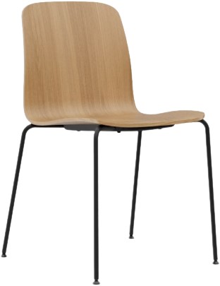Milo - stoel met houten multiplex schaal en 4-poot frame