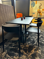UITVERKOOP SET 4x Nemea stoel + 2x Tafels - houten stoel, gebeitst in zwart (AN). Houten delen 100% gecertificeerd hout.-2