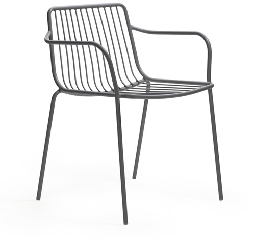 Nolita 3655 - stalen terras armstoel, kantine stoel met armleggers