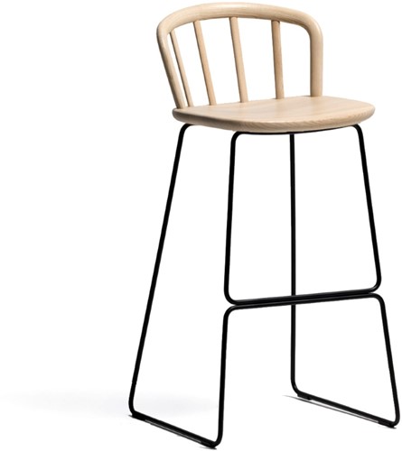 Nym 2859 -  kruk met houten zit en rug, sledeframe - 100% Gecertificeerd hout