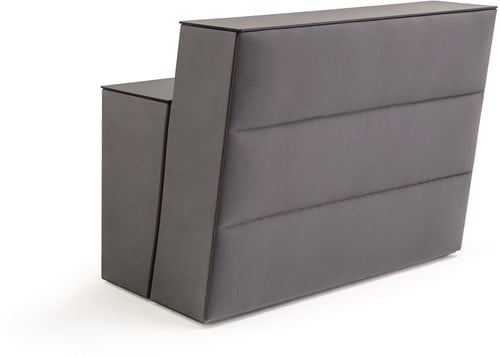 Oblique balie element gestoffeerd in G62, stiknaden, top zwart methacrylaat