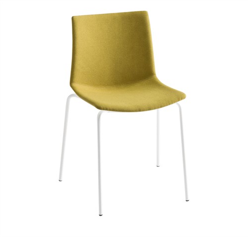 Point/Kanvas Front - kunststof stoel met gestoffeerde zitting  - CHROOM (CR) - WIT (BI) 00 - Kvadrat - Steelcut 2 - 365