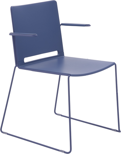 Qliq A650 - voordelige kunststof zaalstoel met armleggers, goed stapelbaar - WIT (BI) - BLAUW (BL) - UITLOPENDE KLEUR