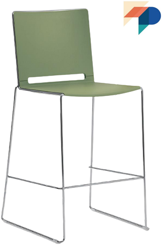 Qliq H650 - voordelige kunststof kantine kruk, goed stapelbaar  - ZWART (NE) - GROEN (VE) - UITLOPENDE KLEUR