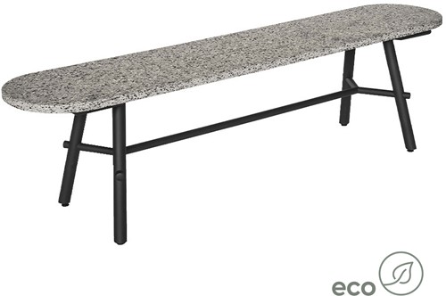 Record Bench - 4 poots bankje met metalen poten, kunststof zitting en metalen dwarsstang 