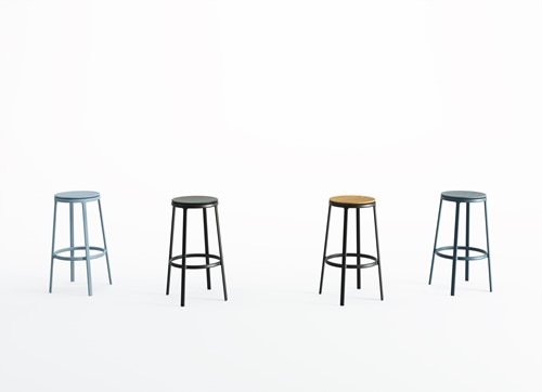 Round & Round - kruk met metalen frame en gerecyclede kunststof zitting -2