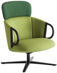 Rumba/Cucaracha high - Wacht- Loungefauteuil met hoofdsteun, gestoffeerd op swivelframe