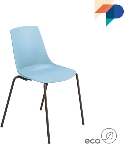 S100 - kantinestoel, vierpoot stoel uit de Serie 100, solide frame ronde buis, kunststof zitschaal