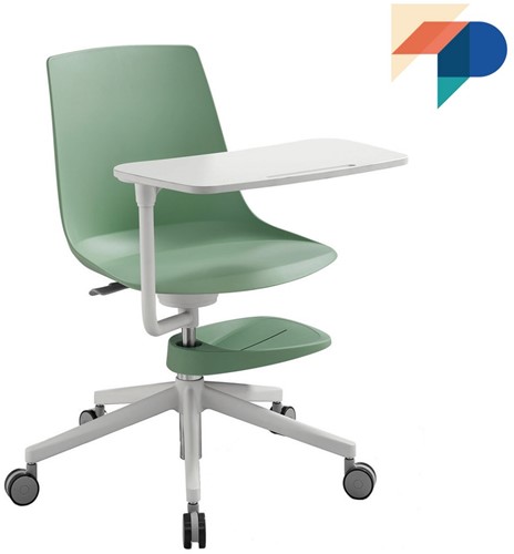S110 SW-TL - Verrijdbare, multi inzetbare schoolstoel met kunststof zitschaal en schrijftafeltje
