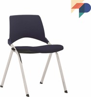 S140-30 4-poots kunststof design stoel met gestoffeerde zitting, verticaal stapelbaar