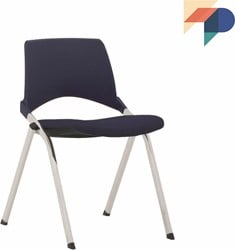 S140-30 4-poots kunststof design stoel met gestoffeerde zitting, verticaal stapelbaar