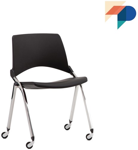 S148 wielen opklapbaar - kunststof design stoel met wielen, verticaal stapelbaar en nestbaar