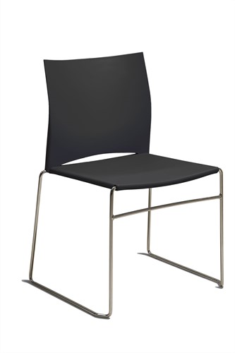S450 - kunststof zaalstoel, perfect stapelbaar, frame chroom - ZWART (NE 01)