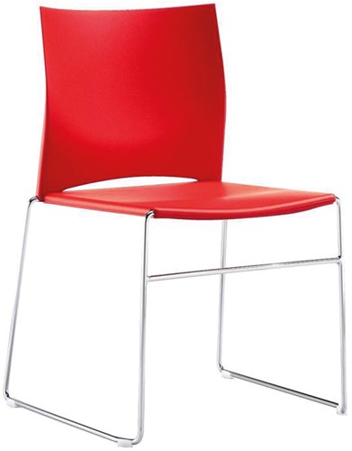 S450 - kunststof zaalstoel, perfect stapelbaar, frame chroom - ROOD (RO 3020) 