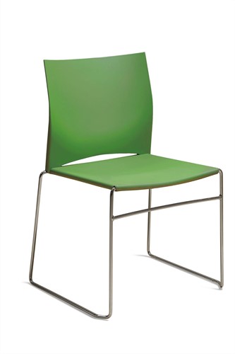 S450 - kunststof zaalstoel, perfect stapelbaar, frame chroom - HARDGROEN (VB 6018) - groene kleur uitlopend