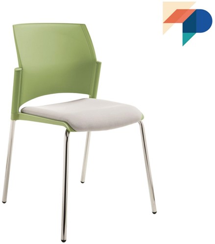 S580-30 - stevige kunststof kantine / school stoel met een gestoffeerde zitting