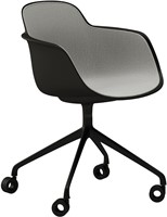 Sicla front SP/W - spiderframe stoel met wielen, kunststof kuip, binnenzijde volledig gestoffeerd