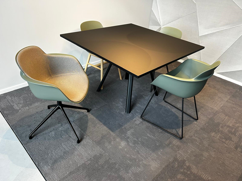 UITVERKOOP SET Zanetti+Sicla - Tafel met 25 mm HPL blad en gepoedercoate poten - Fenix zwart 0720 (NE) - 1200 x 1200 mm - Zwart 10 (NE)