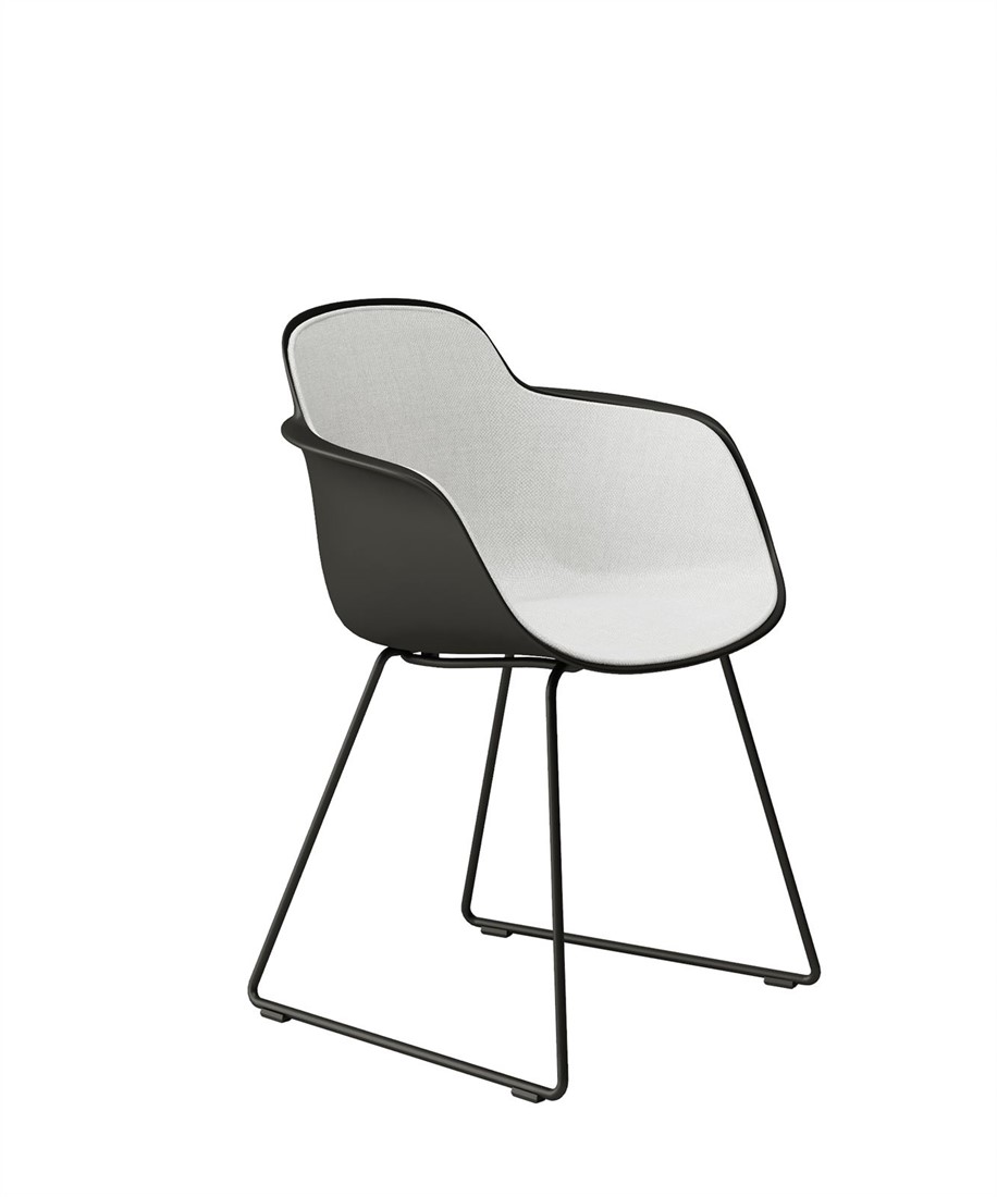 sectie Dagelijks Berg kleding op Sicla front SL - sledeframe stoel, kunststof kuip, binnenzijde volledig  gestoffeerd - Zwart (NE) - Wit (BI) - Flash no-Shrink - FL200 bij FP  Collection