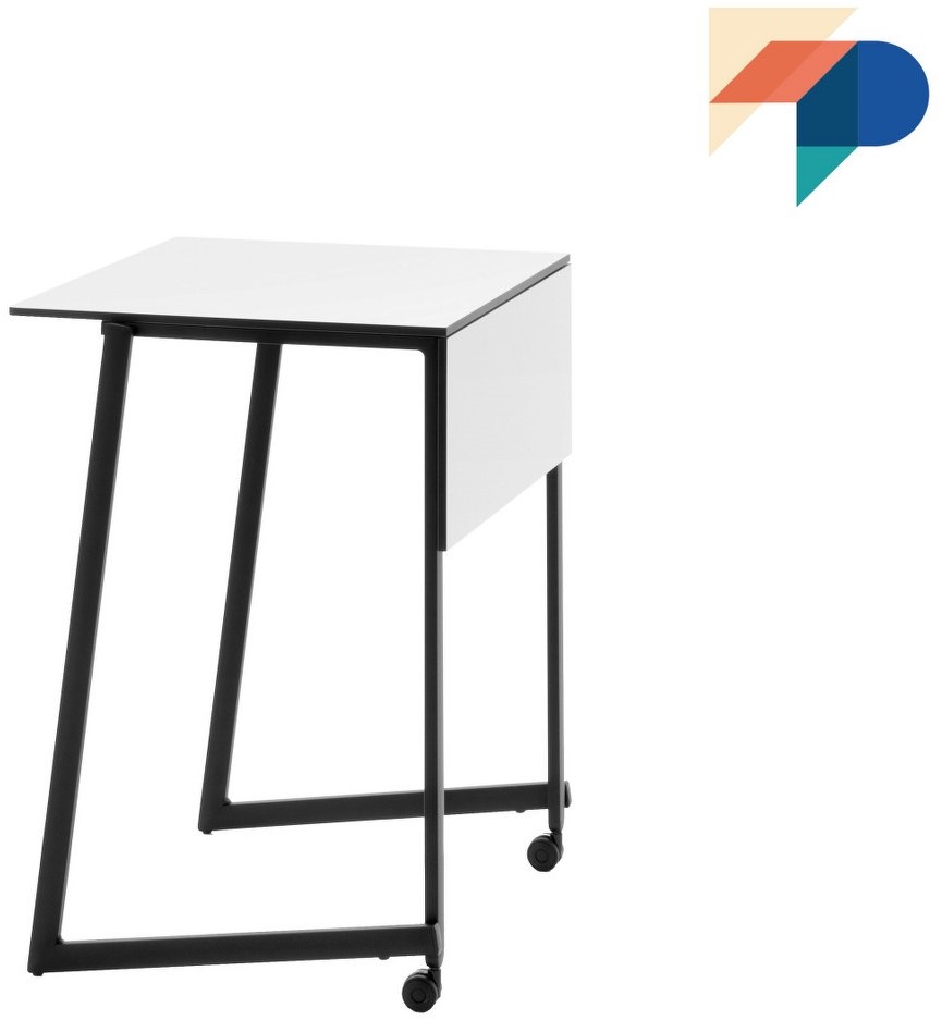 tafel met wielen - Stapelbare studententafel met wit HPL Alu-grijs ± RAL9006 (AL) bij FP Collection