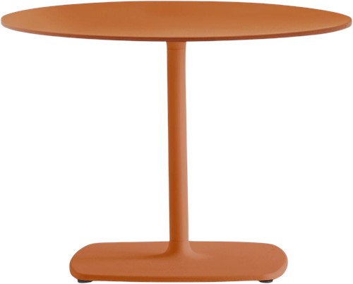 Stylus 73 Tafel - fraaie kolompoot tafel, dunne kolom, rond of vierkant blad met verjongde rand