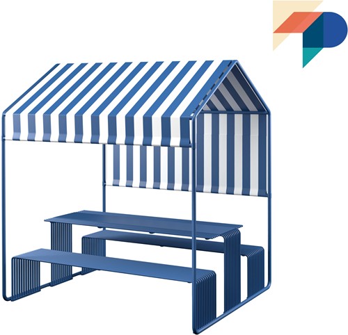 Urbantime.h24 picknick cabana - Tafel, banken en frame van gepoedercoat staal