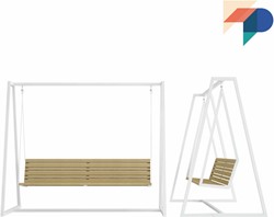 Urbantime.h24 schommelbank - Tweepersoons bank met frame van gepoedercoat staal