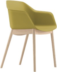 Vento arms wood - stoel met ruime kunststof kuip met armleggers en beukenhout 4-poot frame