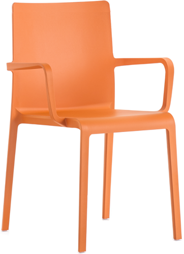 Volt 674 - geheel kunststof kantine / outdoor stoel met hoge rug en doorlopende armleggers