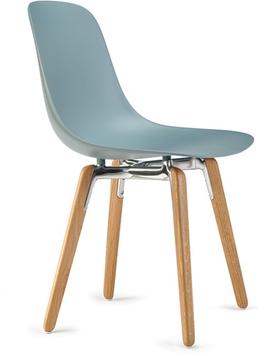Pure Loop Mono Wood - stoel met houten vierpoot frame en een soft touch kunststof zitschaal