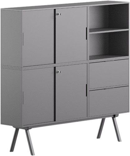 Surfy kast high - Hoge kast met lades, schuifdeuren en sloten